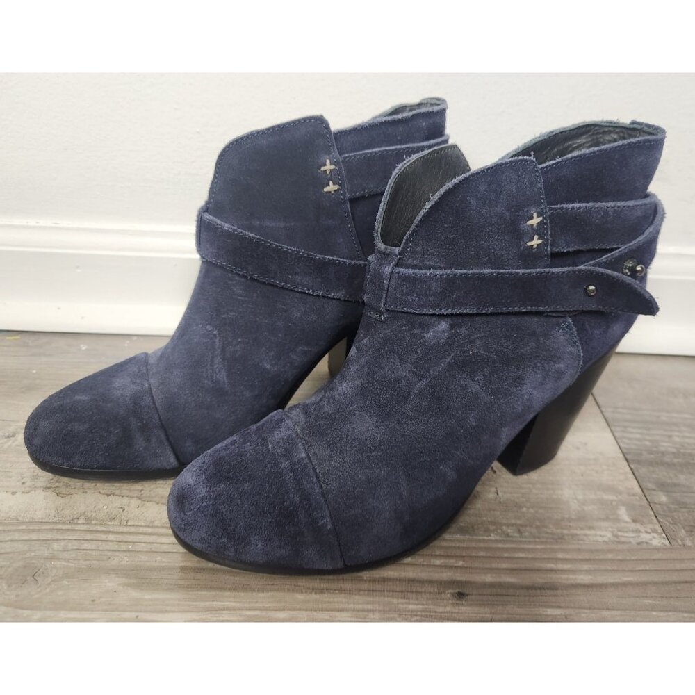 Rag & Bone Women's Sz. 39.5/9.5 Navy Suede Heeled Booties